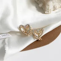 Simple Diamond-studded Double-layer Hollow Love Stud Earrings main image 3