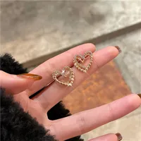 Simple Diamond-studded Double-layer Hollow Love Stud Earrings main image 4