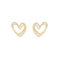 Simple Diamond-studded Double-layer Hollow Love Stud Earrings main image 5