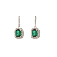 Fashion Simplicity Flashing Diamond Imitation Emerald Hypoallergenic Earrings main image 5