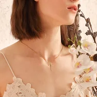 Wholesale Jewelry Simple Style Geometric Titanium Steel Inlaid Gold Pendant Necklace main image 5