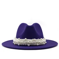 Fashion Elegant Pearl Big Brim Woolen Hat main image 5