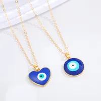 Fashion Peach Heart Round Devil's Eye Pendant Resin Necklace main image 1
