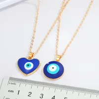 Fashion Peach Heart Round Devil's Eye Pendant Resin Necklace main image 2