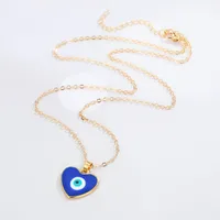 Fashion Peach Heart Round Devil's Eye Pendant Resin Necklace main image 5