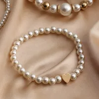 Retro Heart Shape Pearl Bracelet Wholesale main image 3