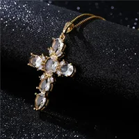 Punk Style Large Cross Pendant Copper Micro-inlaid Zircon Necklace main image 1
