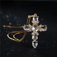 Punk Style Large Cross Pendant Copper Micro-inlaid Zircon Necklace main image 2