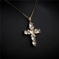 Punk Style Large Cross Pendant Copper Micro-inlaid Zircon Necklace main image 3
