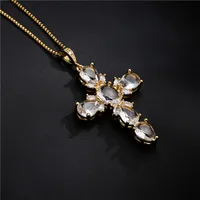 Punk Style Large Cross Pendant Copper Micro-inlaid Zircon Necklace main image 4