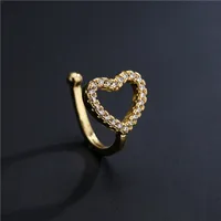 New Copper Micro-inlaid Zircon Hollow Heart Ear Clip main image 1