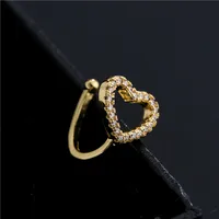 New Copper Micro-inlaid Zircon Hollow Heart Ear Clip main image 3
