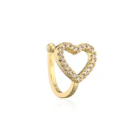 New Copper Micro-inlaid Zircon Hollow Heart Ear Clip main image 5
