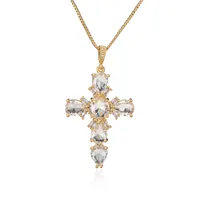 Punk Style Large Cross Pendant Copper Micro-inlaid Zircon Necklace sku image 1