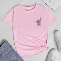 Coffee Cup Letter Printed Casual Short-sleeved T-shirt main image 2