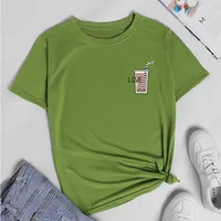 Coffee Cup Letter Printed Casual Short-sleeved T-shirt main image 1