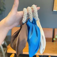 Korean Style Imitation Pearl Ribbon Bows Hair Rope main image 3