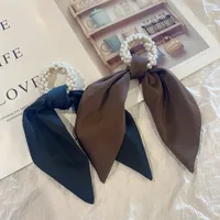 Korean Style Imitation Pearl Ribbon Bows Hair Rope main image 4