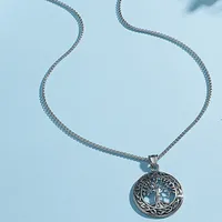 Retro Circle Hollow Tree Of Life Pendant Titanium Steel Necklace main image 2