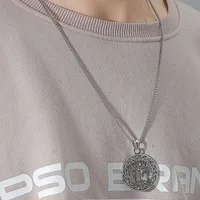 Retro Circle Hollow Tree Of Life Pendant Titanium Steel Necklace main image 4