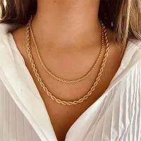 Stainless Steel 14K Gold Plated Fashion Plating U Shape Necklace main image 4