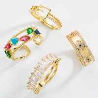 Fashion Devil's Eye Copper Micro-inlaid Color Zircon Hollow Open Ring main image 1