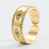 Fashion Devil's Eye Copper Micro-inlaid Color Zircon Hollow Open Ring main image 3