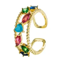 Fashion Devil's Eye Copper Micro-inlaid Color Zircon Hollow Open Ring main image 5