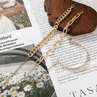 Punk Style Flat Snake Bone Chain Multi-layer Thick Chain Bracelet Set main image 3