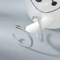 Korean Personality Exaggerated Nail Hoop Zircon Earrings sku image 2