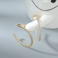 Korean Personality Exaggerated Nail Hoop Zircon Earrings main image 1
