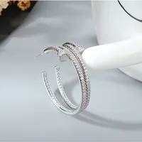Korean Personality Exaggerated Nail Hoop Zircon Earrings main image 3