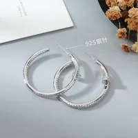 Korean Personality Exaggerated Nail Hoop Zircon Earrings main image 4