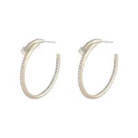 Korean Personality Exaggerated Nail Hoop Zircon Earrings main image 5