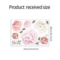 Fashion Pink Peony Flower Branch Bedroom Wall Sticker sku image 1
