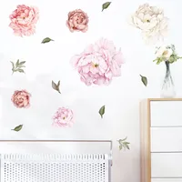 Fashion Pink Peony Flower Branch Bedroom Wall Sticker main image 3