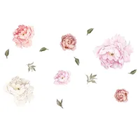 Fashion Pink Peony Flower Branch Bedroom Wall Sticker main image 5
