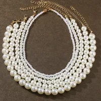Retro Simple Pearl Chain Necklace main image 4