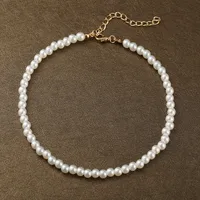 Retro Simple Pearl Chain Necklace main image 3