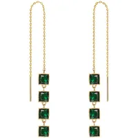 Simple Geometric Emerald Long Tassel Earrings main image 5