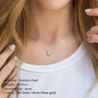 Stainless Steel 14K Gold Plated Fashion Diamond Geometric Rhinestones Necklace main image 2