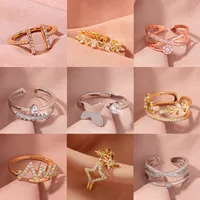 Wholesale Jewelry Micro-inlaid White Zircon Wave Copper Ring Nihaowholesale main image 1