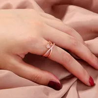 Wholesale Jewelry Micro-inlaid White Zircon Wave Copper Ring Nihaowholesale main image 3