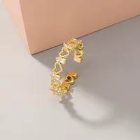 Wholesale Jewelry Micro-inlaid White Zircon Wave Copper Ring Nihaowholesale main image 5