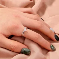 Wholesale Jewelry Micro-inlaid White Zircon Wave Copper Ring Nihaowholesale sku image 5