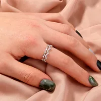 Wholesale Jewelry Micro-inlaid White Zircon Wave Copper Ring Nihaowholesale sku image 12