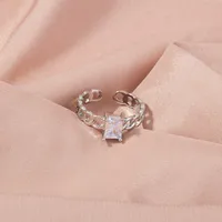 Wholesale Jewelry Micro-inlaid White Zircon Wave Copper Ring Nihaowholesale sku image 9