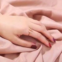 Wholesale Jewelry Micro-inlaid White Zircon Wave Copper Ring Nihaowholesale sku image 1