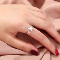 Wholesale Jewelry Micro-inlaid White Zircon Wave Copper Ring Nihaowholesale sku image 2