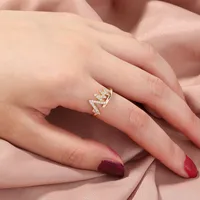 Wholesale Jewelry Micro-inlaid White Zircon Wave Copper Ring Nihaowholesale sku image 10